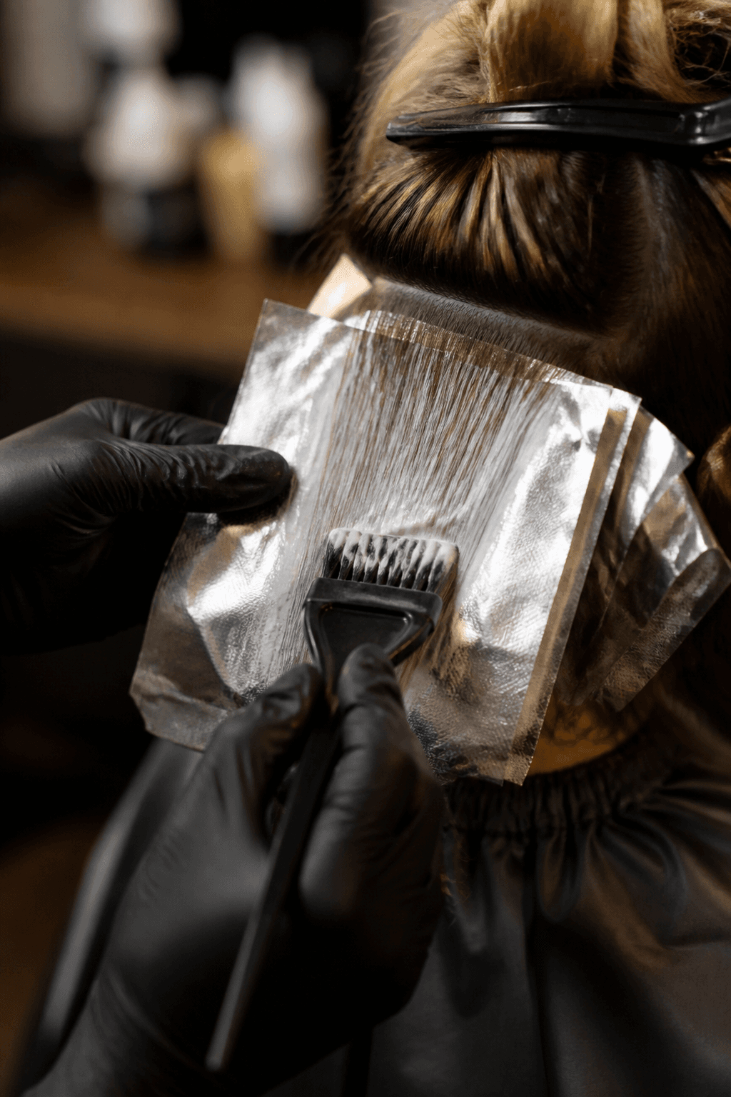 Hair color foiling technique in progress, Alba Salon, Little Ferry NJ