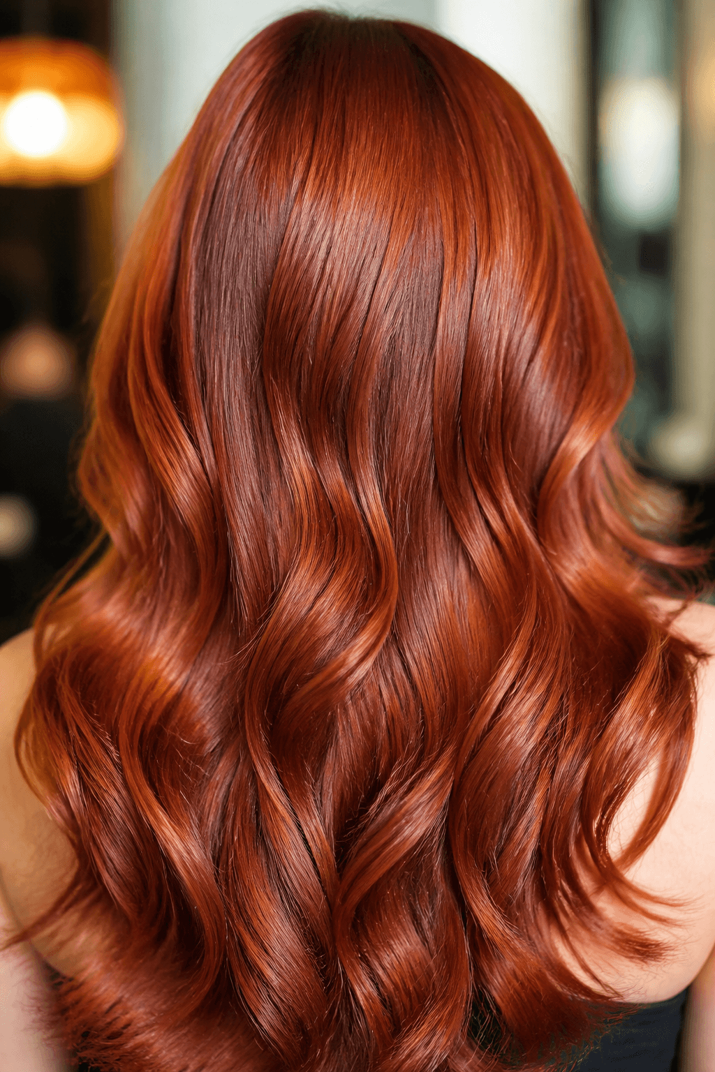 Vibrant auburn hair color finish, Alba Salon, Little Ferry NJ