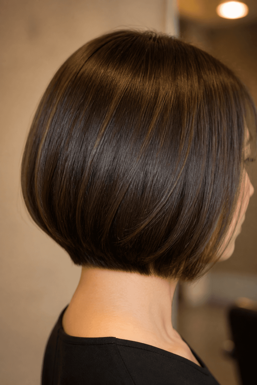 Sleek bob haircut finish, Alba Salon, Little Ferry NJ