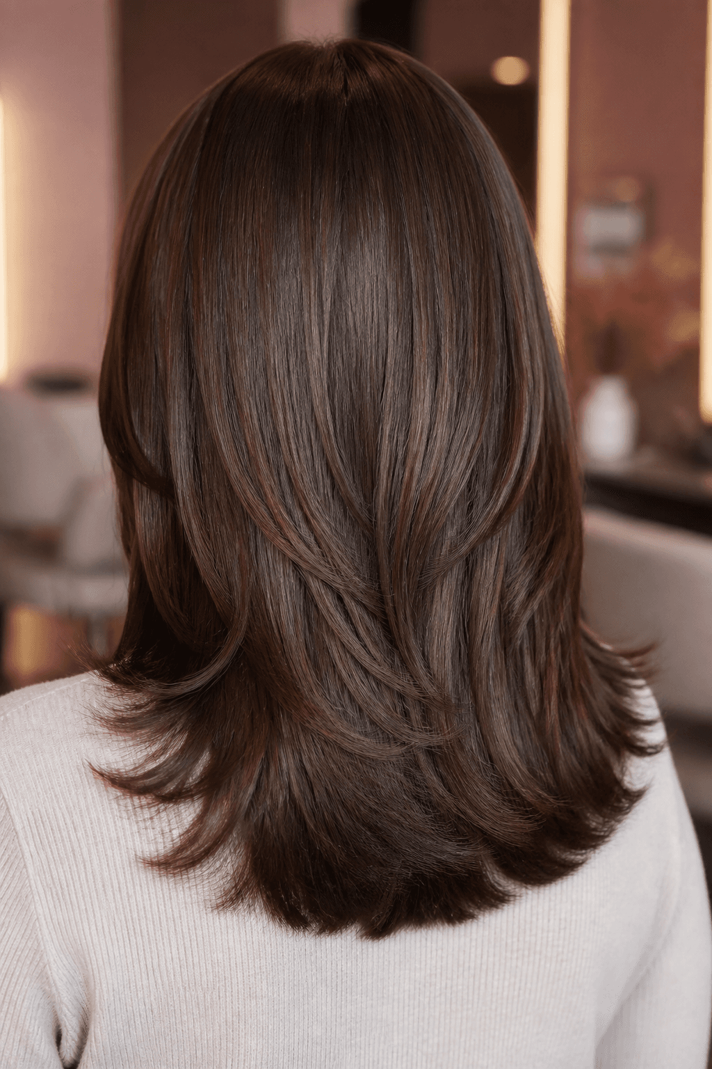 Freshly cut layered haircut result at In-Style Hair&Nail, Little Ferry NJ
