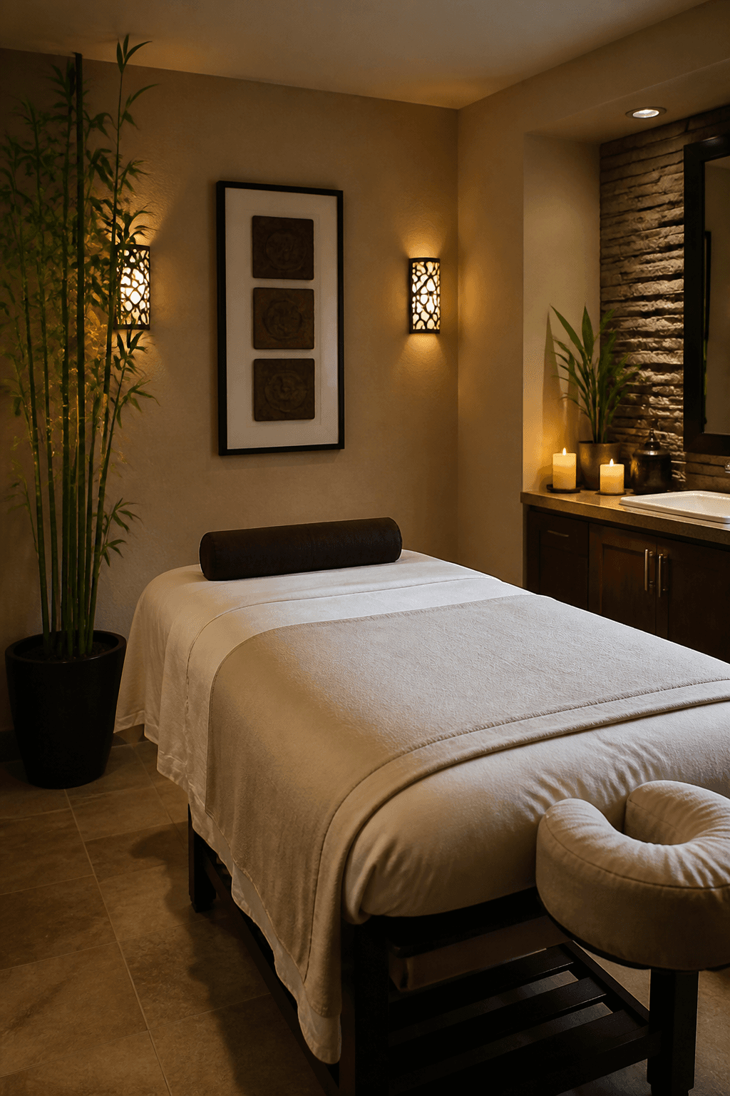 Massage spa treatment room, AMP Healthy Spa, Little Ferry NJ